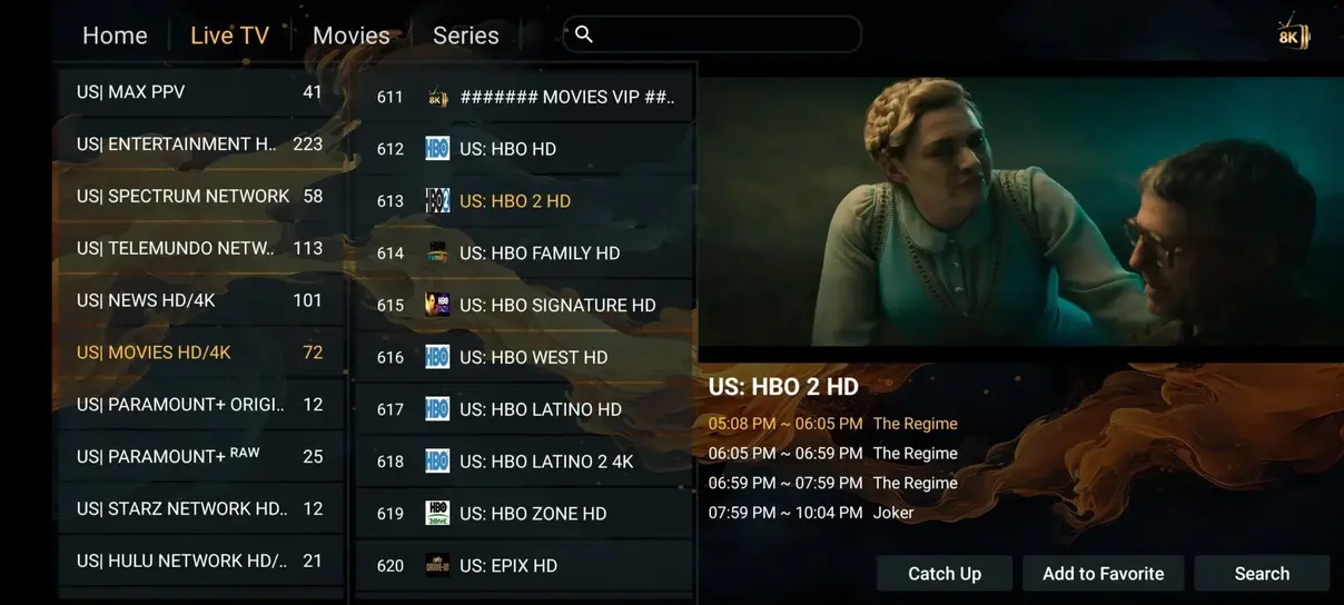 NigmaTV IPTV interface preview screenshot 1